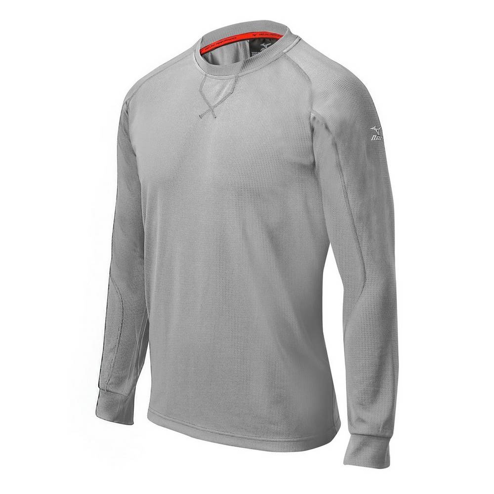 Panske Treningove Oblecenie Mizuno Comp Long Sleeve Training Baseball Siva Vypredaj AOCX27816